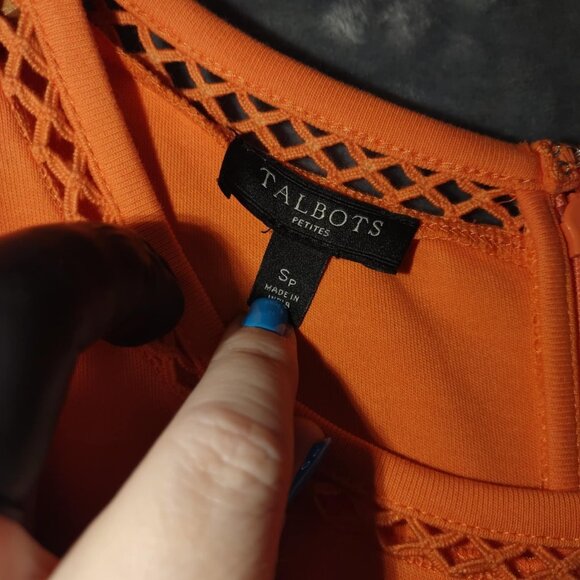 Sleeveless Talbots SP‎ Small Petite Fit Orange Dress with Crochet Accents Cotton - Picture 2 of 9